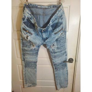 Men's TrillNation Distressed Denim Moto / Biker